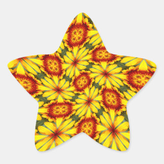 Muster der goldenen Blume Stern-Aufkleber