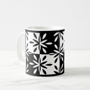 Muster der grafischen Blume Schwarz/Weiß Kaffeetasse