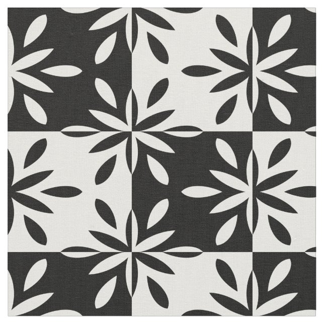 Muster der grafischen Blume Schwarz/Weiß Stoff (Nahaufnahme)