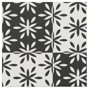 Muster der grafischen Blume Schwarz/Weiß Stoff