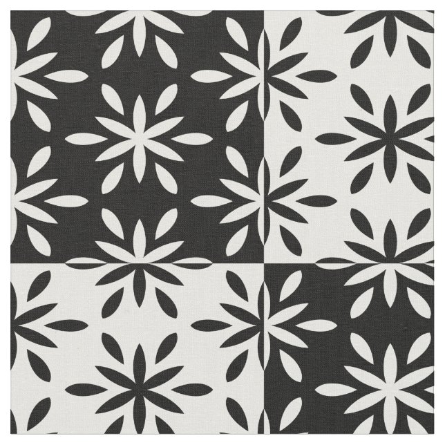 Muster der grafischen Blume Schwarz/Weiß Stoff (Nahaufnahme)
