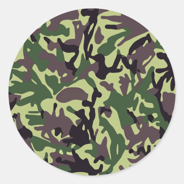 Muster der grünen Camouflage Runder Aufkleber (Vorderseite)