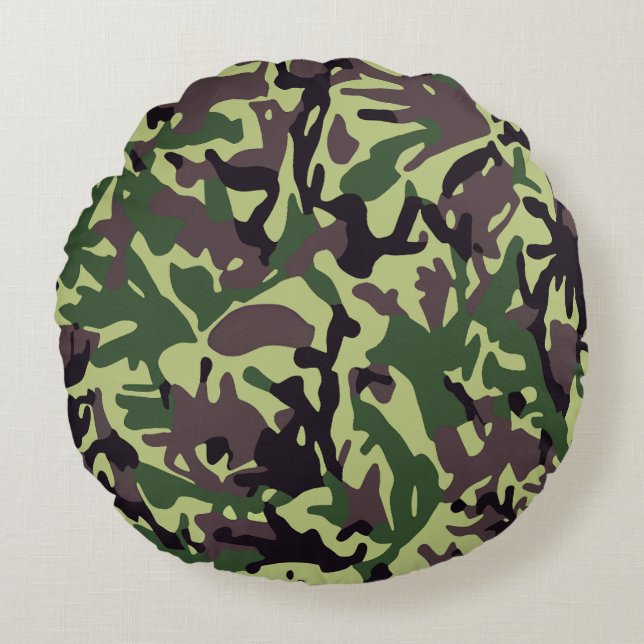 Muster der grünen Camouflage Rundes Kissen (Vorderseite)