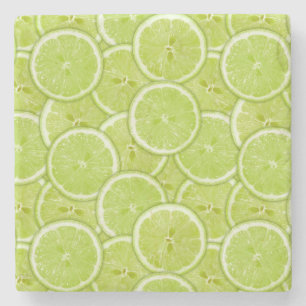 Muster der grünen Limonen Scheiben Steinuntersetzer