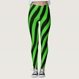 Muster der grünen und schwarzen diagonalen Streife Leggings