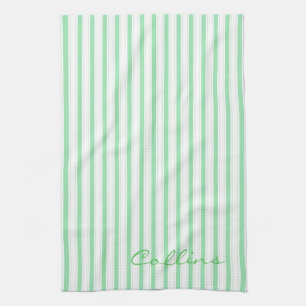 Muster der grünen und weißen Streifen Geschirrtuch