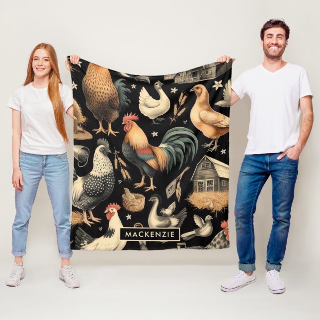 Muster der Hähnchenfarm Fleecedecke (Beispiel)