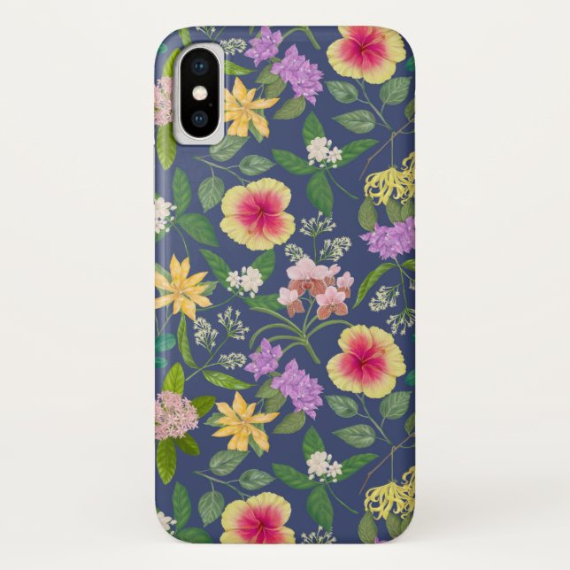 Muster der handbemalten tropischen Blume Case-Mate iPhone Hülle (Rückseite)