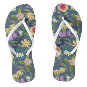 Muster der handbemalten tropischen Blume Flip Flops