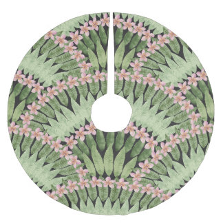 Muster der handbemalten tropischen Blume Polyester Weihnachtsbaumdecke