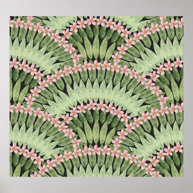Muster der handbemalten tropischen Blume Poster (Vorne)