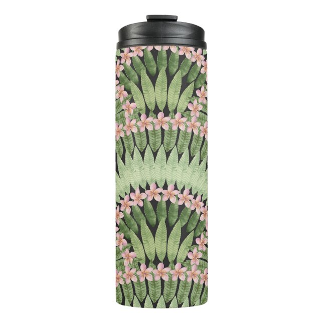 Muster der handbemalten tropischen Blume Thermosbecher (Vorderseite)