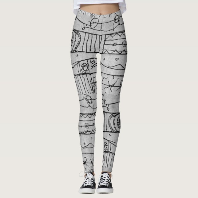 Muster der handgezogenen Stammbänder Leggings (Vorderseite)