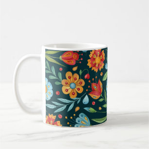 Muster der handIllustrierten Blume Kaffeetasse