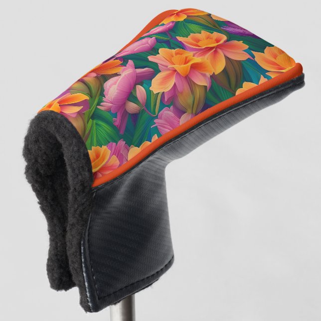 Muster der hawaiianischen tropischen Blume Golf Headcover (3/4 Vorderseite)