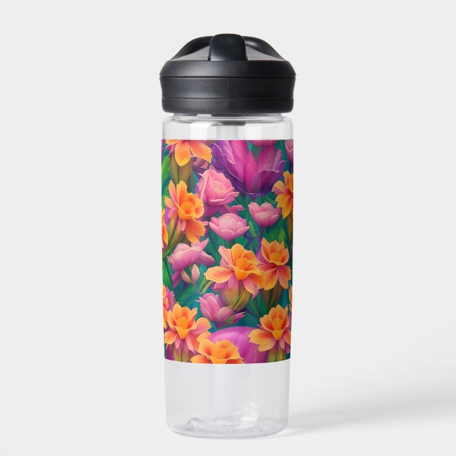 Muster der hawaiianischen tropischen Blume Trinkflasche (Vorderseite)