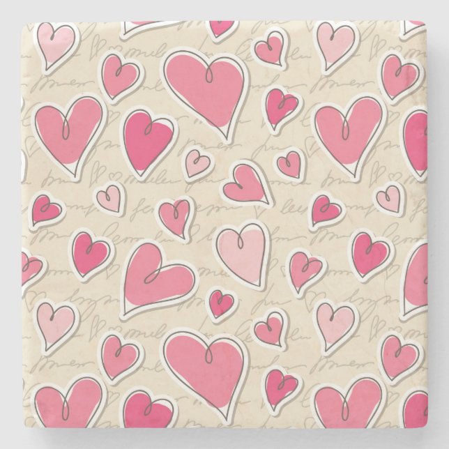 Muster der Herzen Steinuntersetzer (Vorderseite)