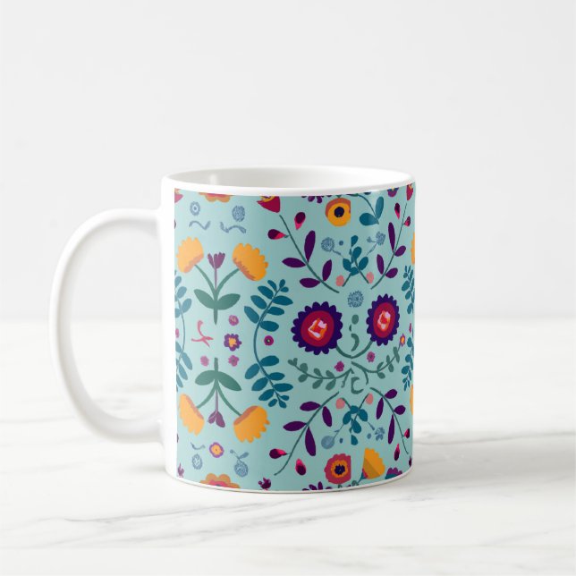 Muster der hübschen Folkkunst-Blume Kaffeetasse (Links)