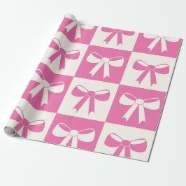 Muster der karierten Coquette Girly Pink Bows Geschenkpapier