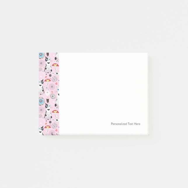 Muster der Katzen und der Blumen Post-it Klebezettel (Vorderseite)