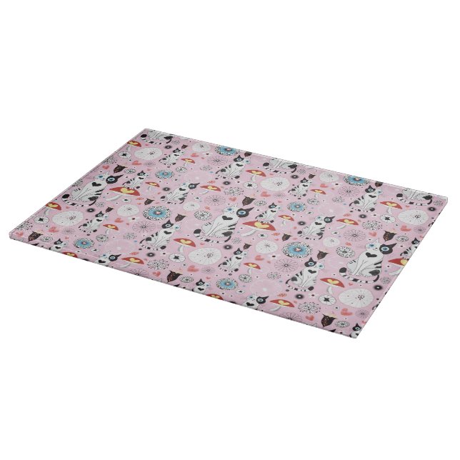Muster der Katzen und der Blumen Schneidebrett (Ecke)