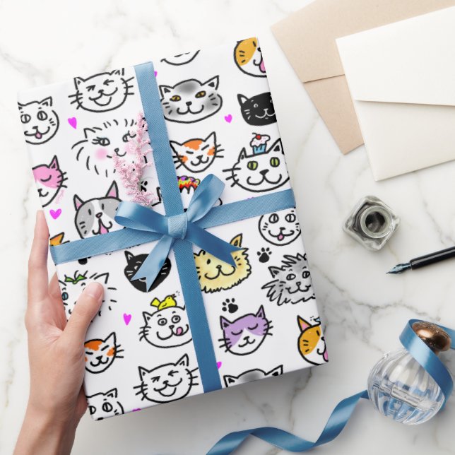 Muster der Katzenfackeln Geschenkpapier (Schenken)