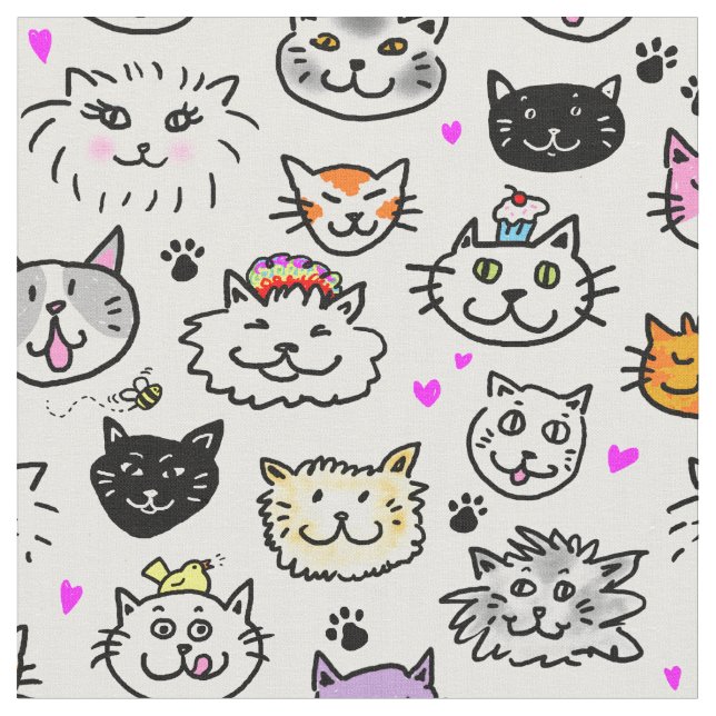 Muster der Katzenfackeln Stoff (Nahaufnahme)