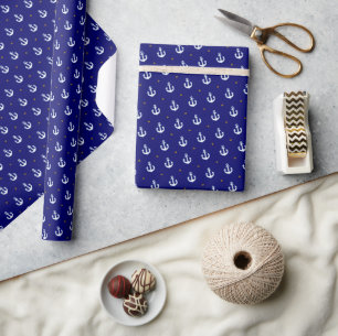 Muster der kleinen weißen Anker Blau Geschenkpapier
