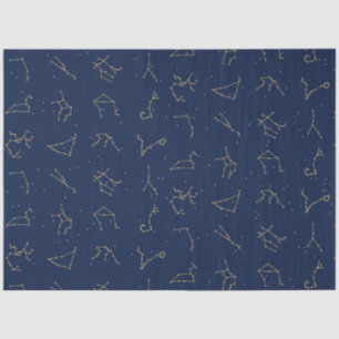 Muster der Konstellationen für Gold und Navy Seidenpapier