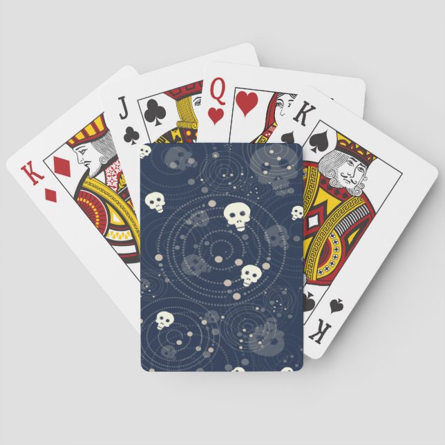 Muster der kosmischen Blauen Schädelkugel-Silhouet Spielkarten (Rückseite)