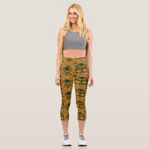 Muster der Kürbis- und Jäger-Blume Capri Leggings