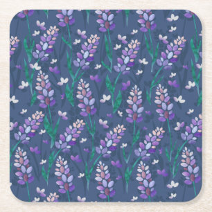 Muster der Lavendelfelder im Lila Rechteckiger Pappuntersetzer