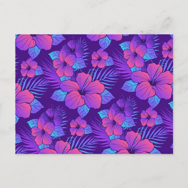 Muster der lila tropischen Blume Postkarte (Vorderseite)