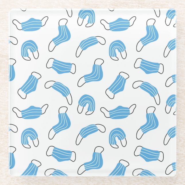 Muster der medizinischen Maske Glasuntersetzer (Vorderseite)