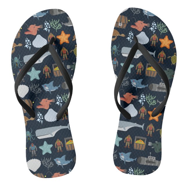 Muster der Meeresbewohner 1 Flip Flops (Fußbett)