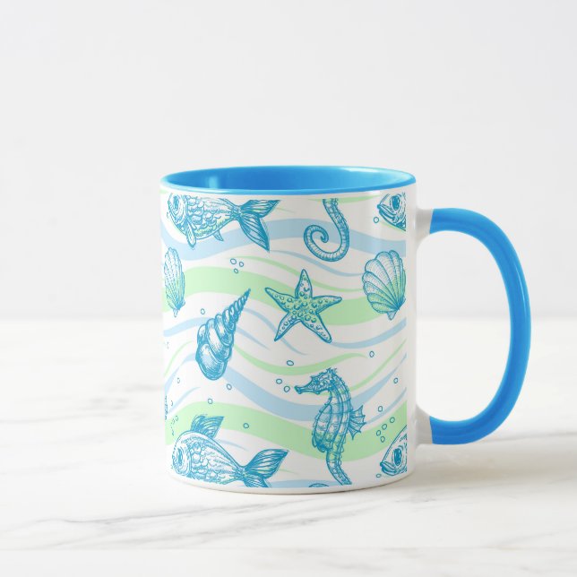 Muster der Meeresskizze Tasse (Rechts)