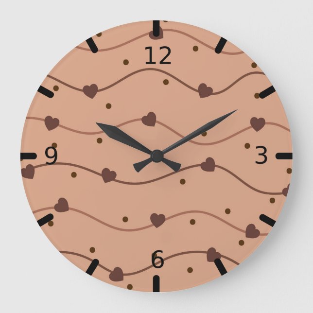 Muster der Milchherz-Schokolade Große Wanduhr (Vorderseite)