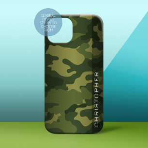 Muster der militärischen Camouflage Grün mit Namen iPhone 15 Pro Max Hülle