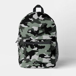 Muster der militärischen Camouflage in Schwarz und Bedruckter Rucksack