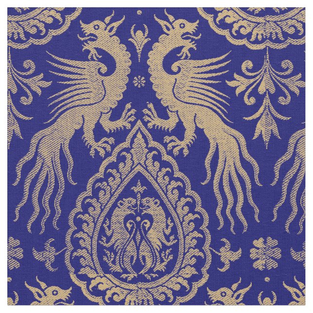 Muster der mittelalterlichen italienischen Drachen Stoff (Nahaufnahme)