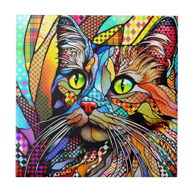 Muster der Multicolor-Katze 711 Fliese (Vorderseite)