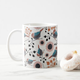 Muster der Muster "Chickadee Bird and Berry Floral Kaffeetasse