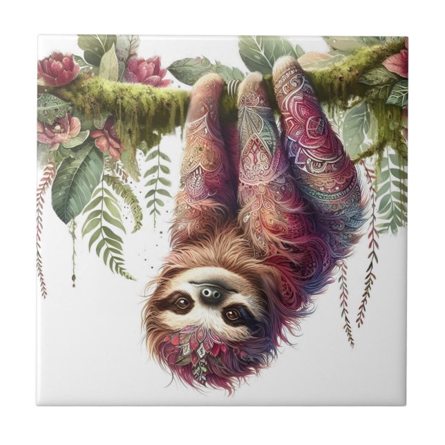 Muster der Natur - Jungle Sloth Fliese (Vorderseite)