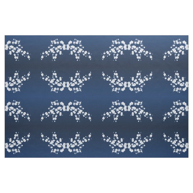 Muster der Navy Blue White Cherry Blossom Stoff (Fat Quarter (45,7 x 55,9 cm))