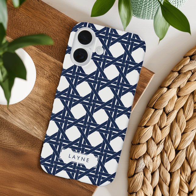 Muster der Navy und White Summer Basketweave Case-Mate iPhone Hülle (Von Creator hochgeladen)