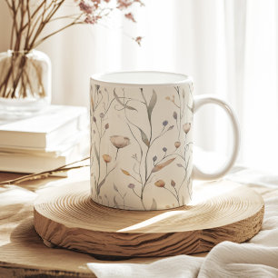 Muster der neutralen trockenen Wildblumen Kaffeetasse