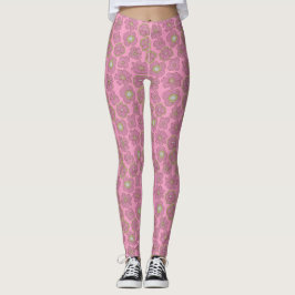 Muster der niedlich rosa Retro-Blume Leggings