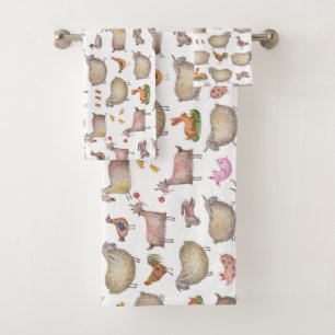 Muster der niedlichen Aquarellfarm Badhandtuch Set
