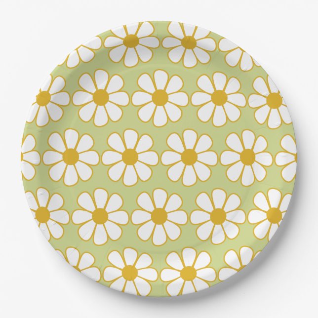 Muster der niedlichen Retro-Blume Pappteller (Vorderseite)