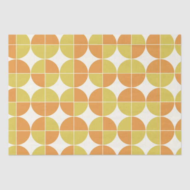 Muster der orangen und gelben Kreise des mittleren Seidenpapier (Vorderseite)